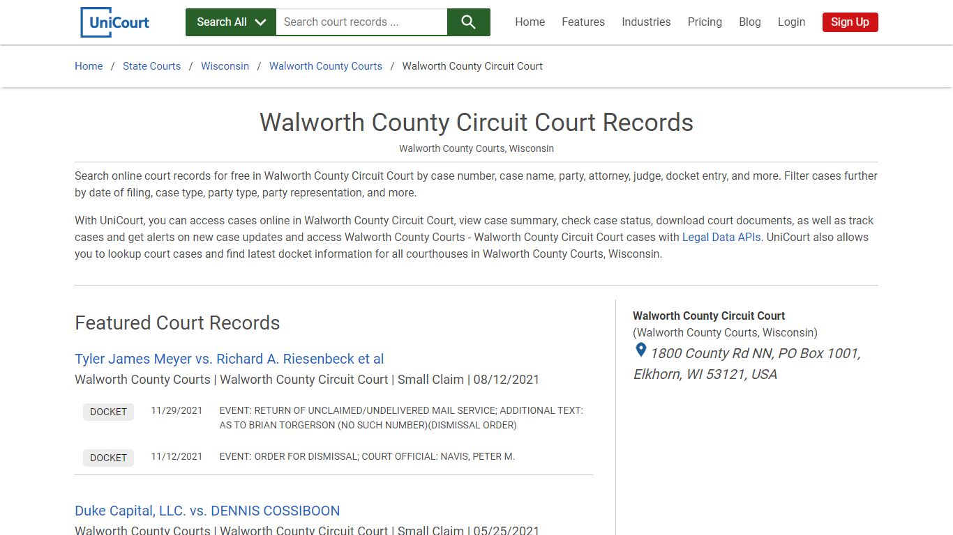 Walworth County Circuit Court Records | Walworth | UniCourt